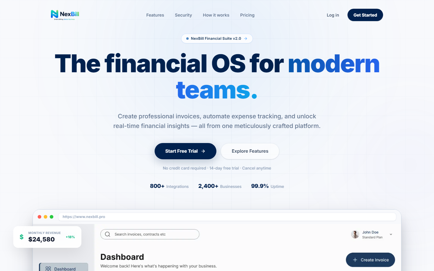 Nexbill website hero